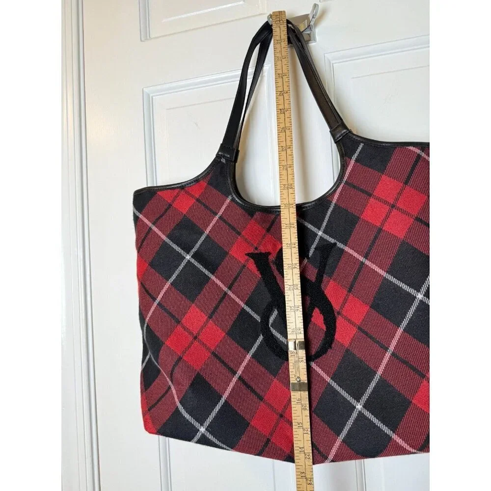 Victoria’s Secret Red & Black Tartan Plaid Tote Bag - Retired EUC